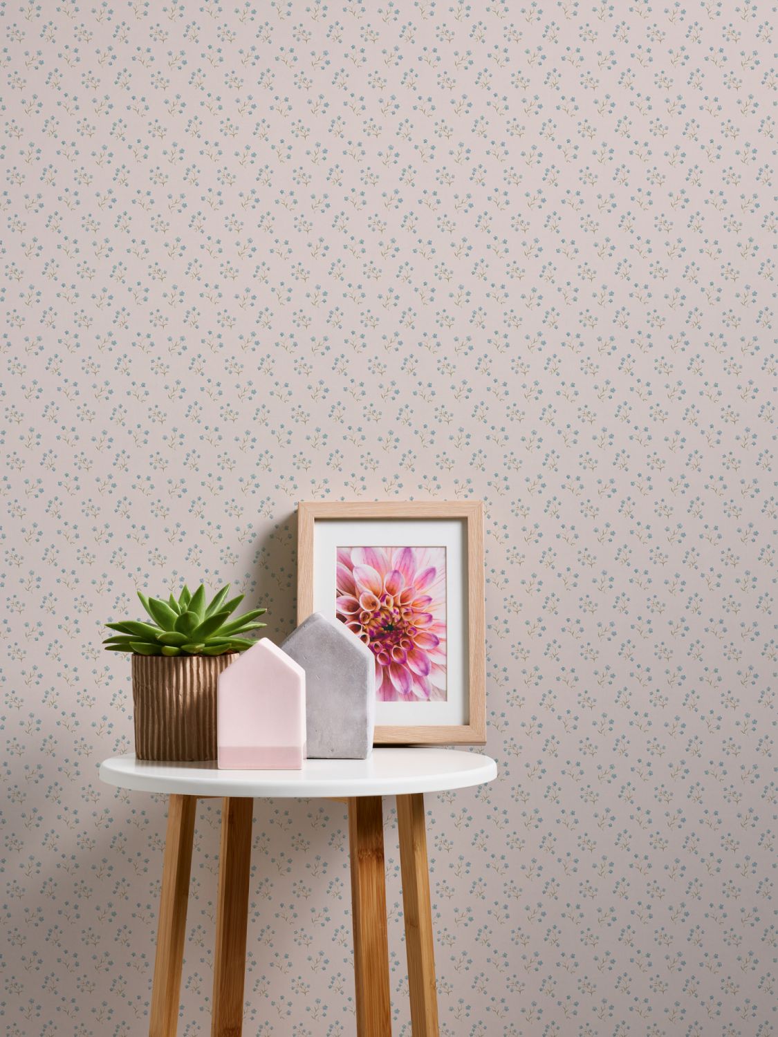 Livingwalls behang bloemmotief crème, blauw en grijs - 53 cm x 10.05 m - AS-390742