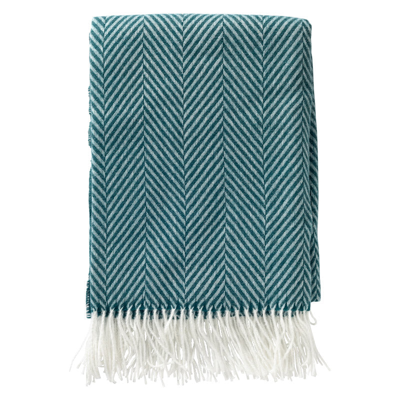 JOSEFIEN - plaid 140x180 cm - lichtgewicht - visgraatmotief - Deep Lake - petrol