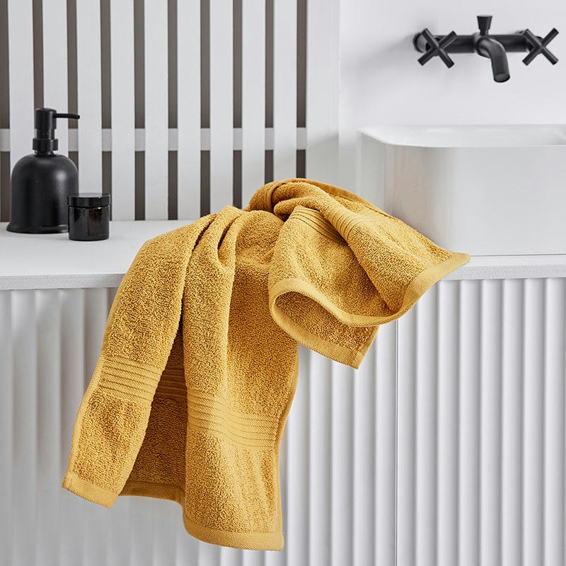 MEVAK BAÑO - Maxi drap de bain uni en coton jaune 90x150