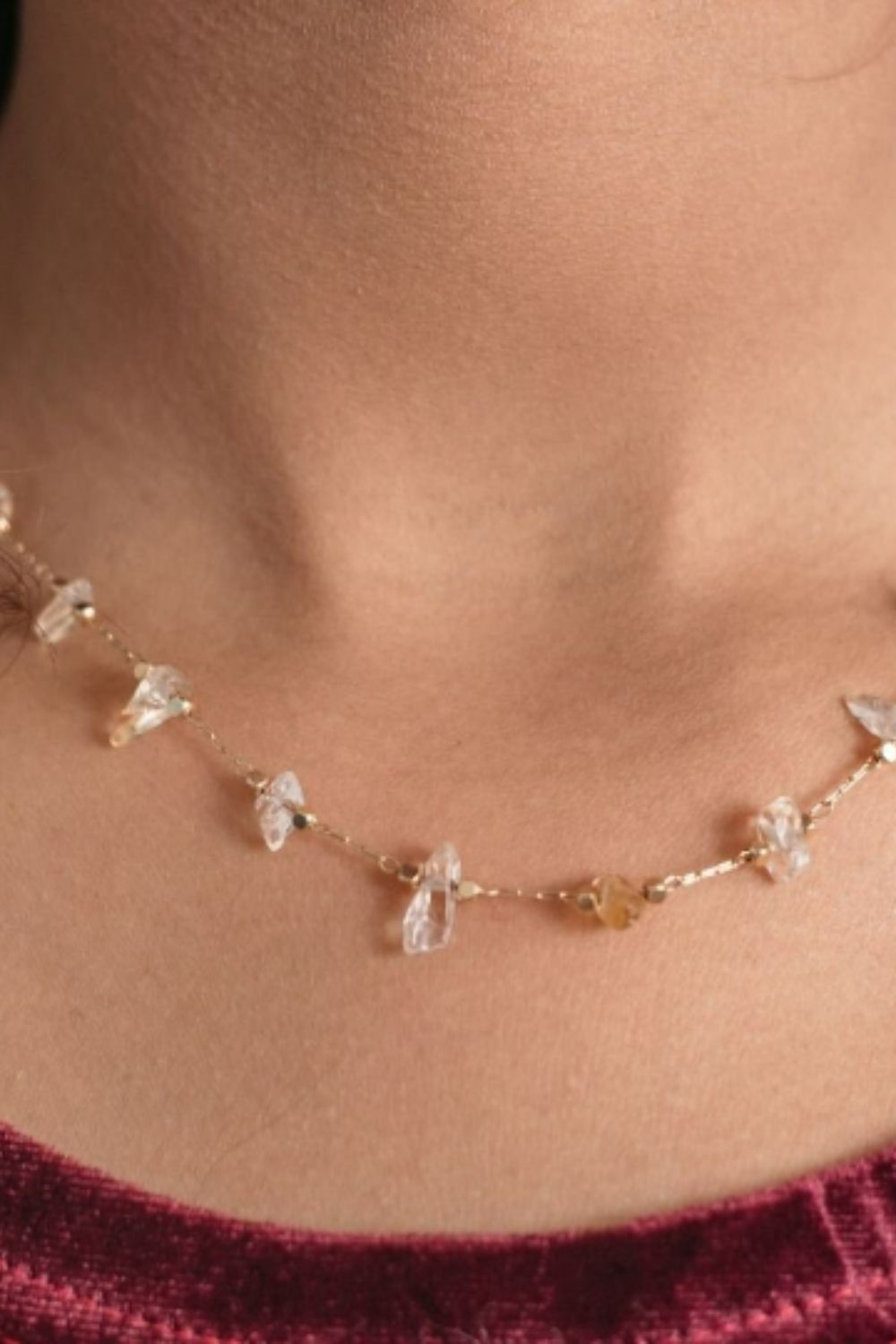 The Colourful Aura Gold Crystal Quartz Healing Dainty Colourful Citrine Choker Necklace