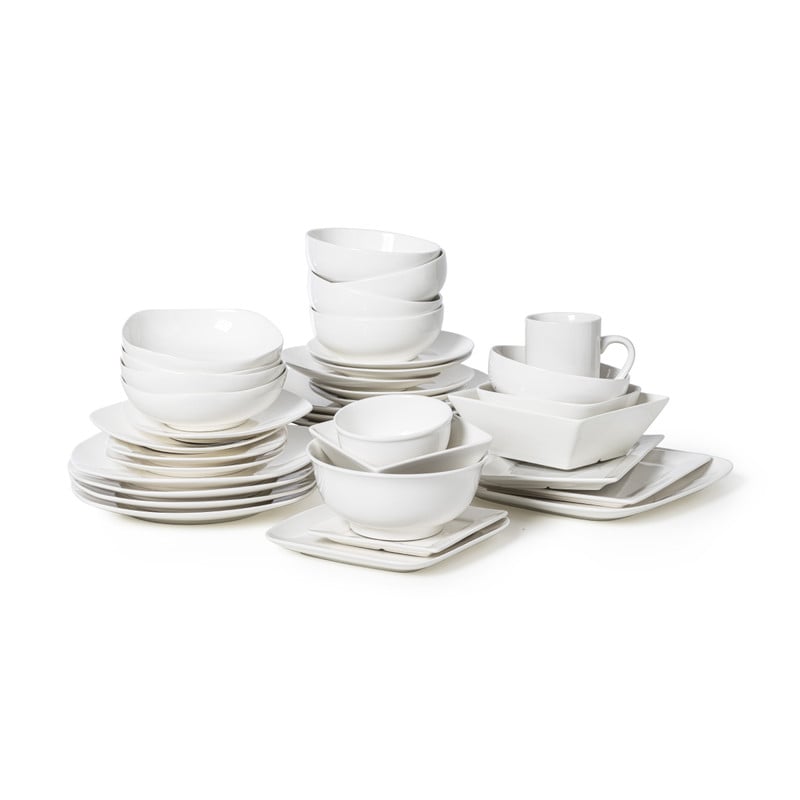 Serviesset vierkant - wit - 12-delig