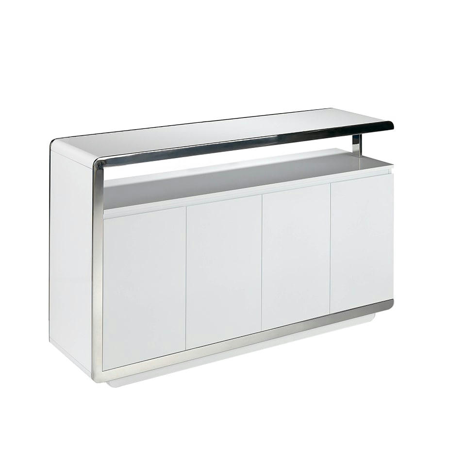 - Buffet en bois blanc et acier inox