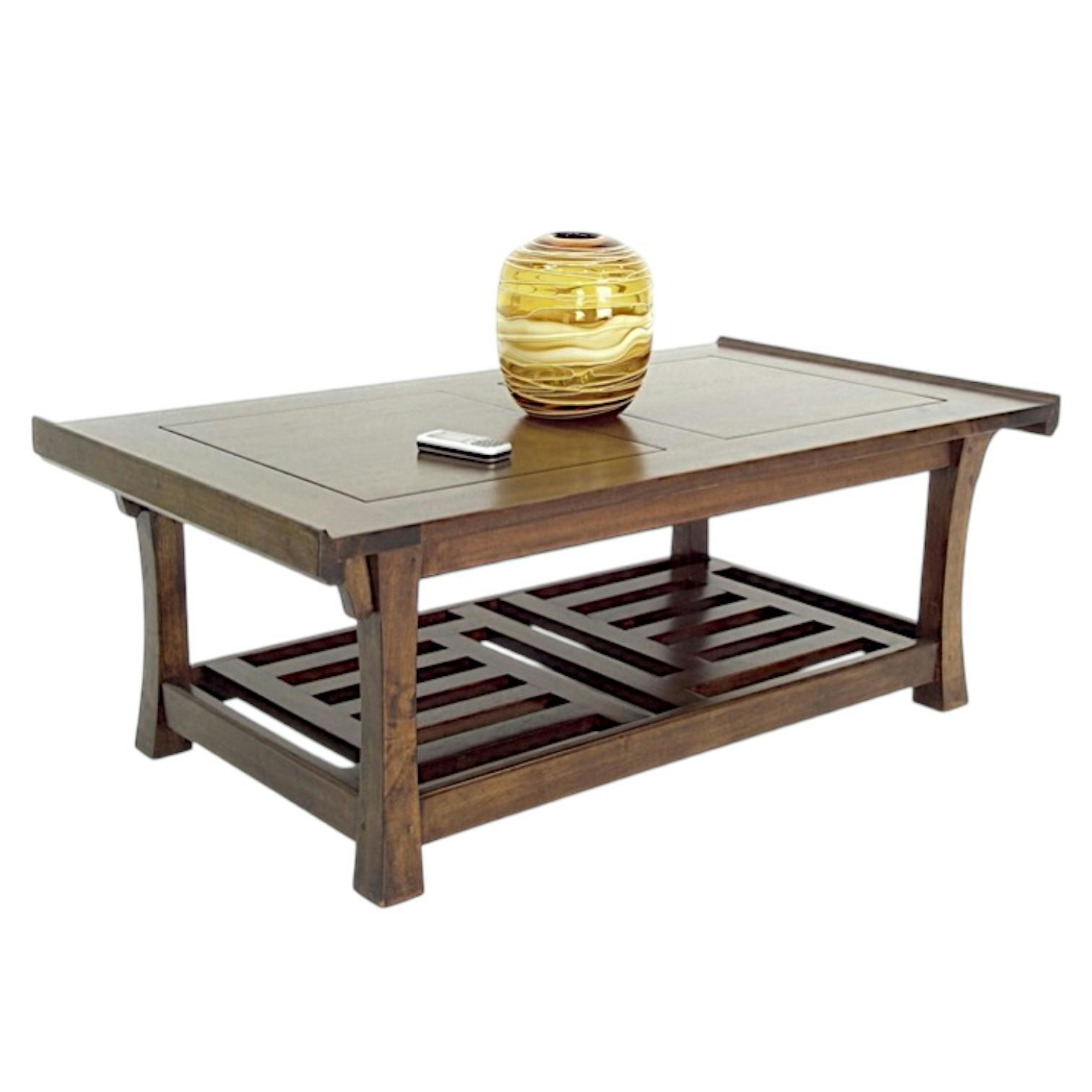 Table basse hévéa double plateaux 110x60cm MAORI