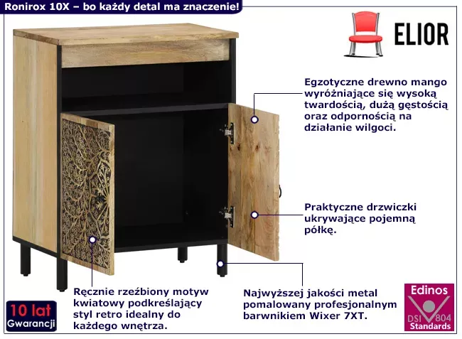 Minimalistyczna drewniana komoda na nóżkach - Titica
