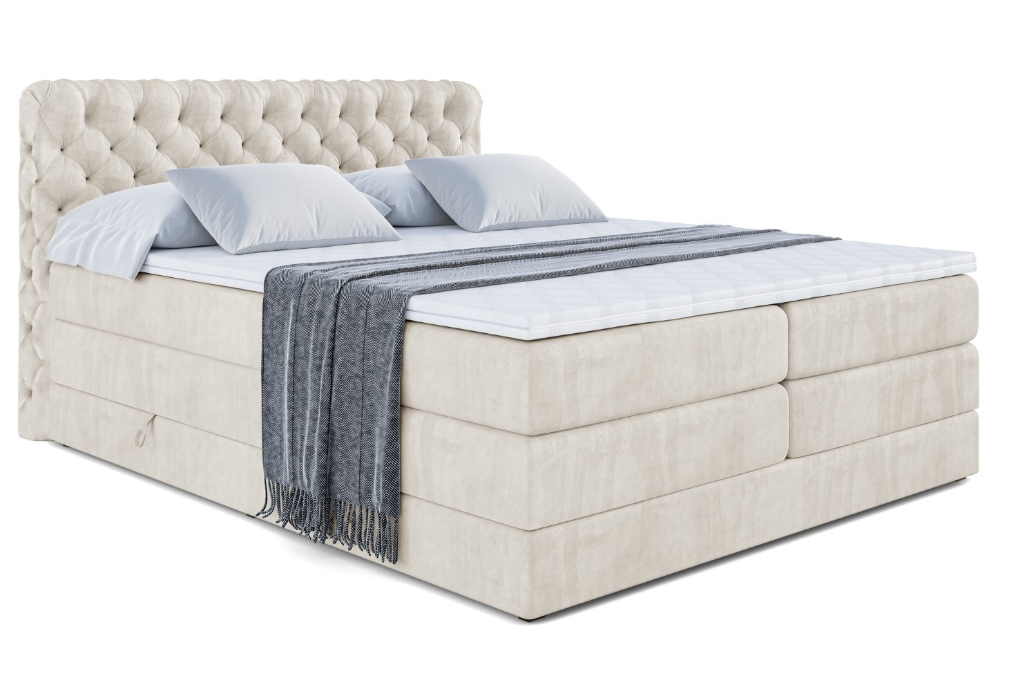 Łóżko kontynentalne z pojemnikiem i materacem H3|H4 BOXI8 KING 120x200 cm