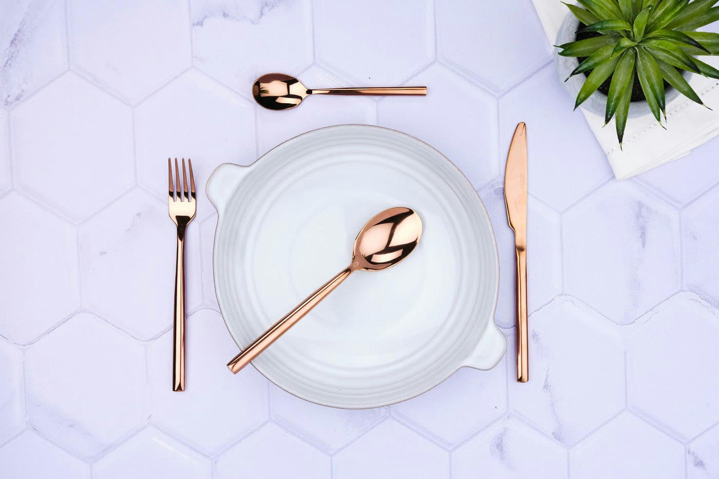 NUDE - Lot de 24 couverts de table en inox cuivre