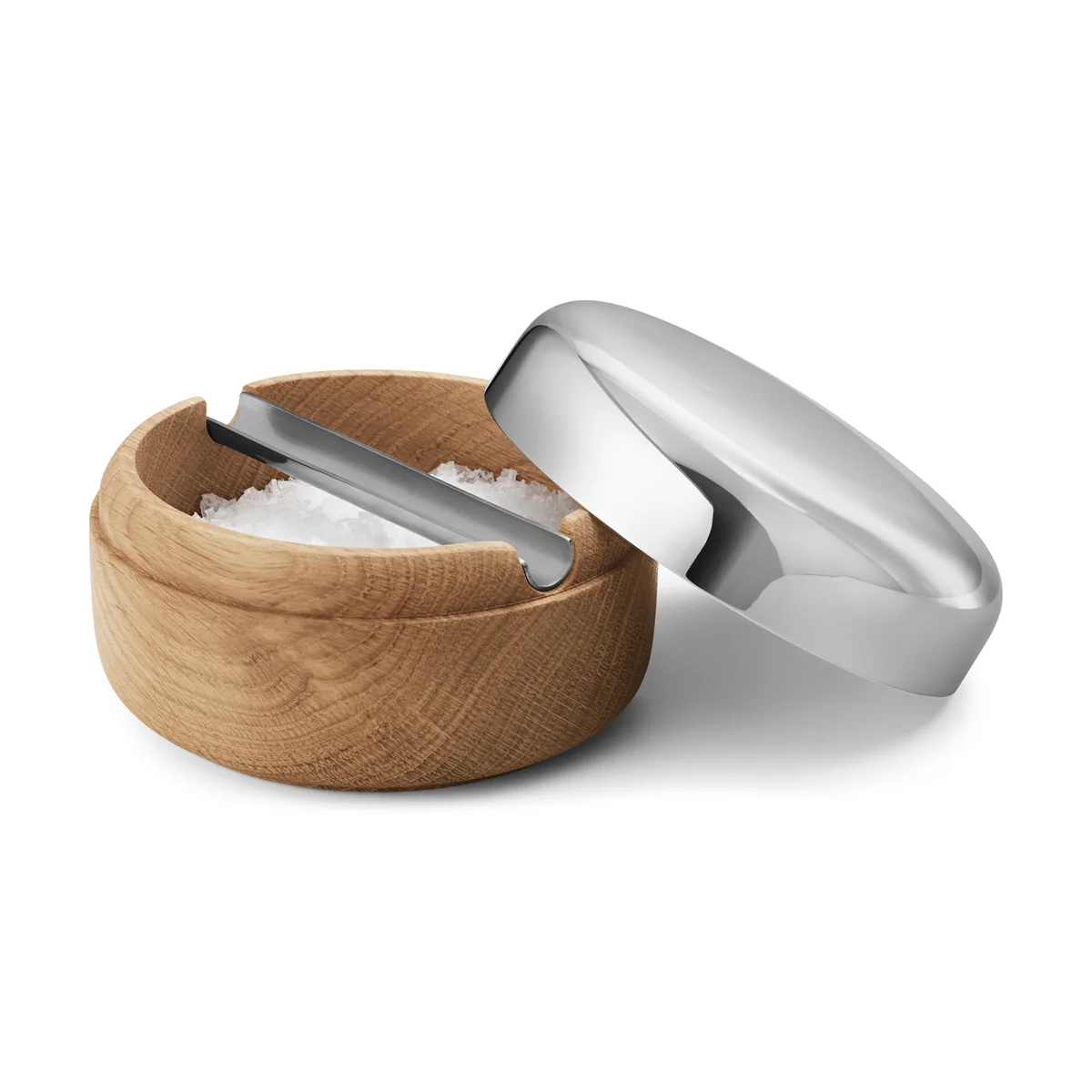 Georg Jensen - Alfredo Salzschale mit Löffel, Eiche / Edelstahl