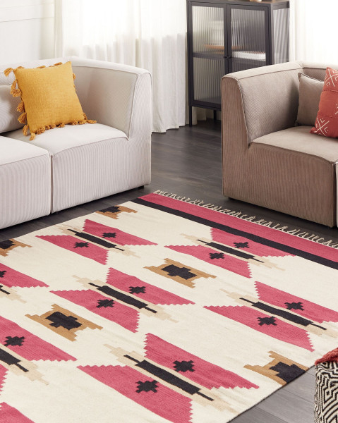 Dywan bawełniany kilim 200 x 300 cm wielokolorowy