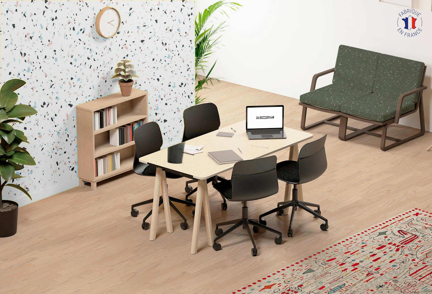 - Bureau démontable hêtre et acier