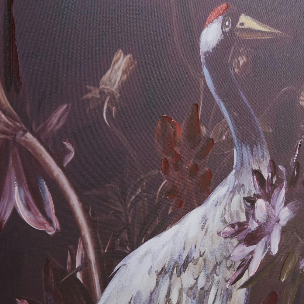 LEON - Triptyque imprimé et peint oiseaux et fleurs multicolores 165x135