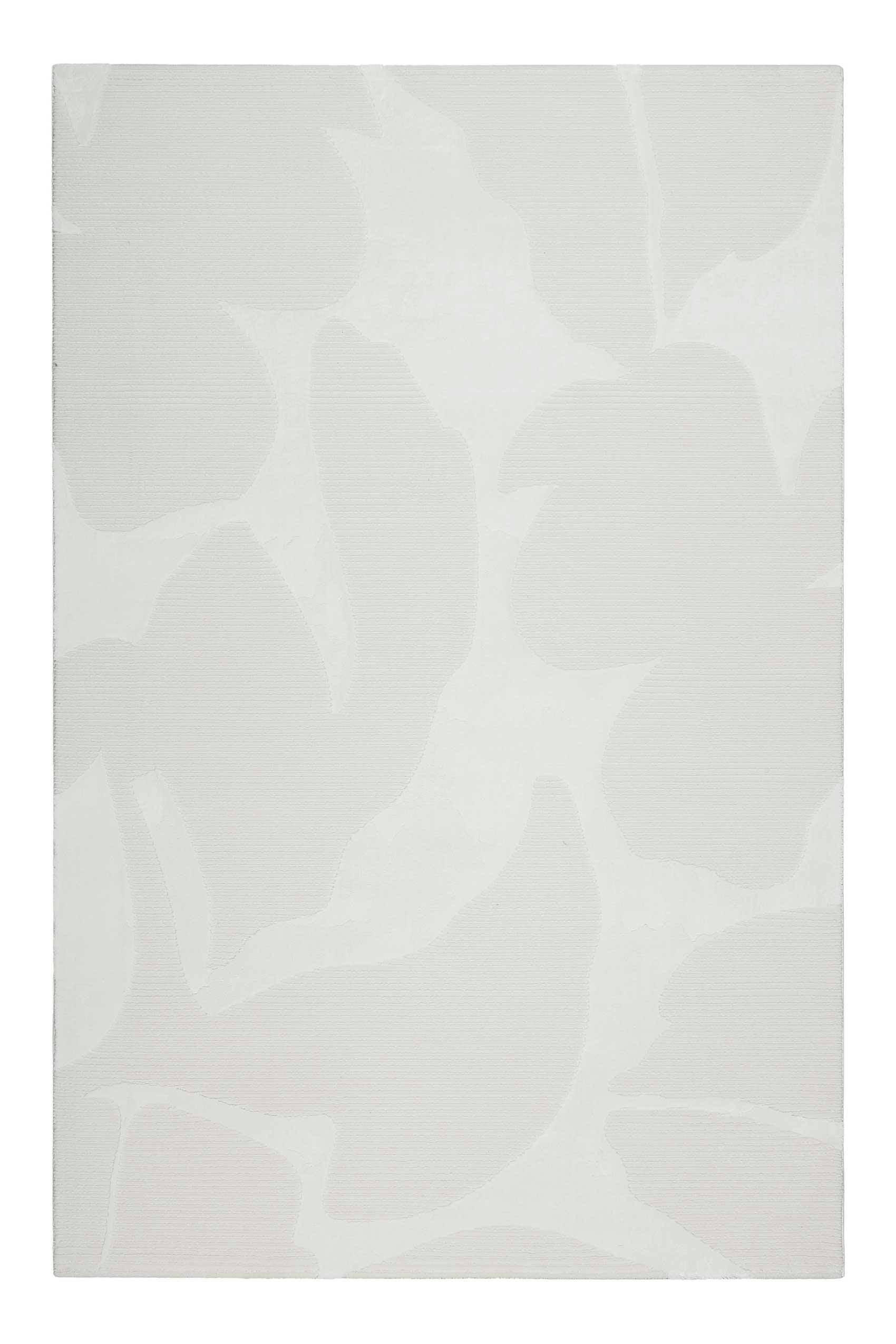SARA - Tapis ras motif floral reliefs blanc ivoire 120x170