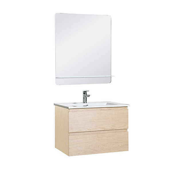 Ensemble meuble simple vasque SORRENTO 60 cm   robinet   miroir