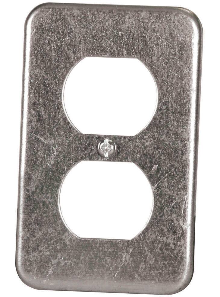Hubbell 11C1BAR 1 Gang Duplex Receptacle Utility Box Cover, Grey, 4-in