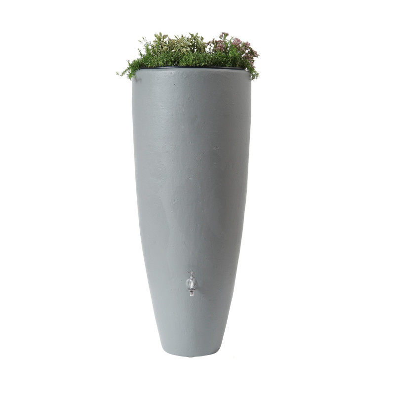 Tonneau à eau de pluie avec bac à plantes gris 300 L GARANTIA