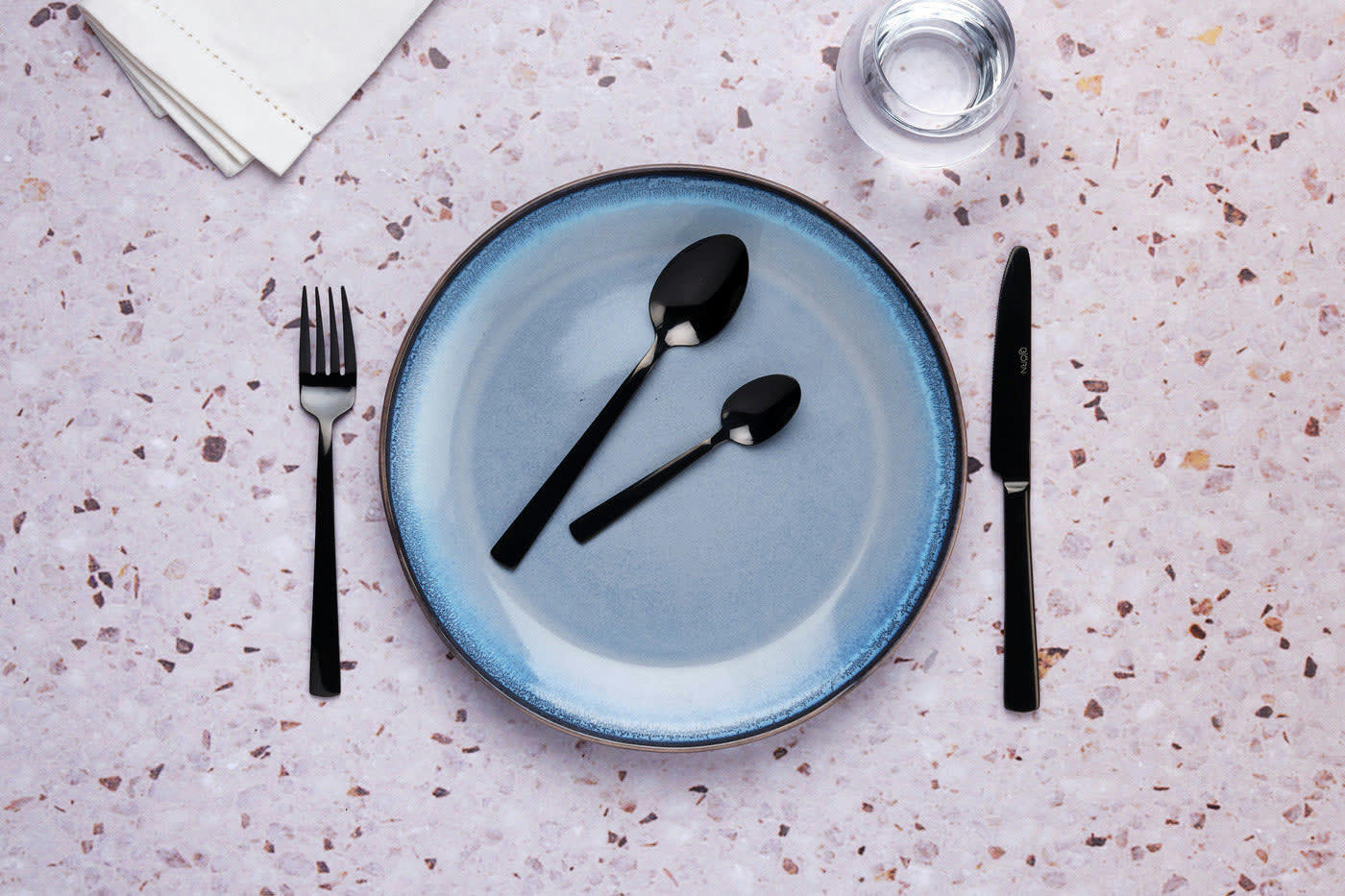 NUDE - Lot de 24 couverts de table en inox noir