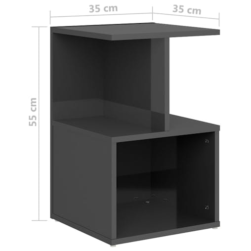 NNEVL Bedside Cabinets 2 pcs High Gloss Grey 35x35x55 cm Chipboard