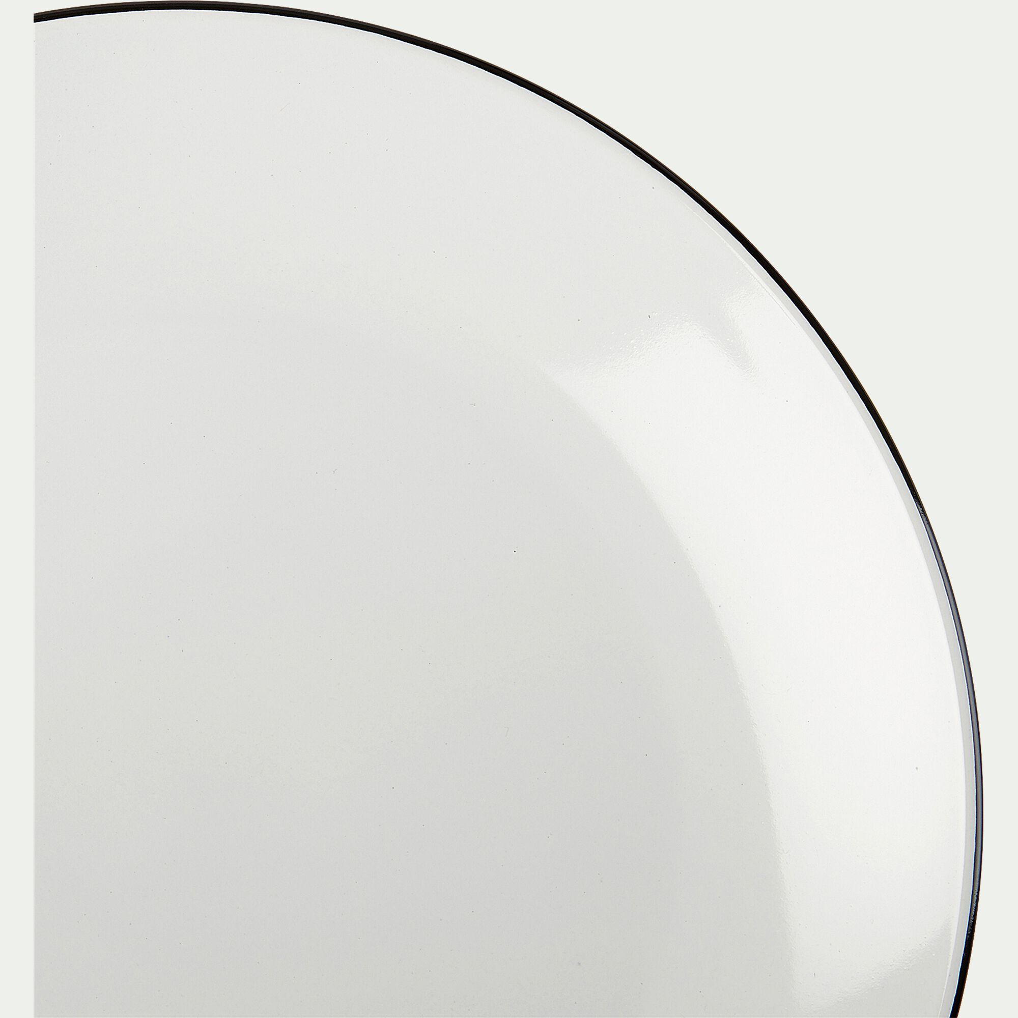 ANNE - Assiette à dessert en grès avec liserai noir D19,2cm - blanc