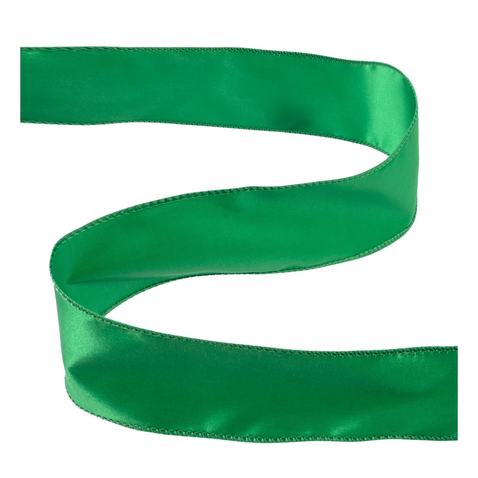 Bright Green Wire Edge Satin Ribbon 63mm x 3m