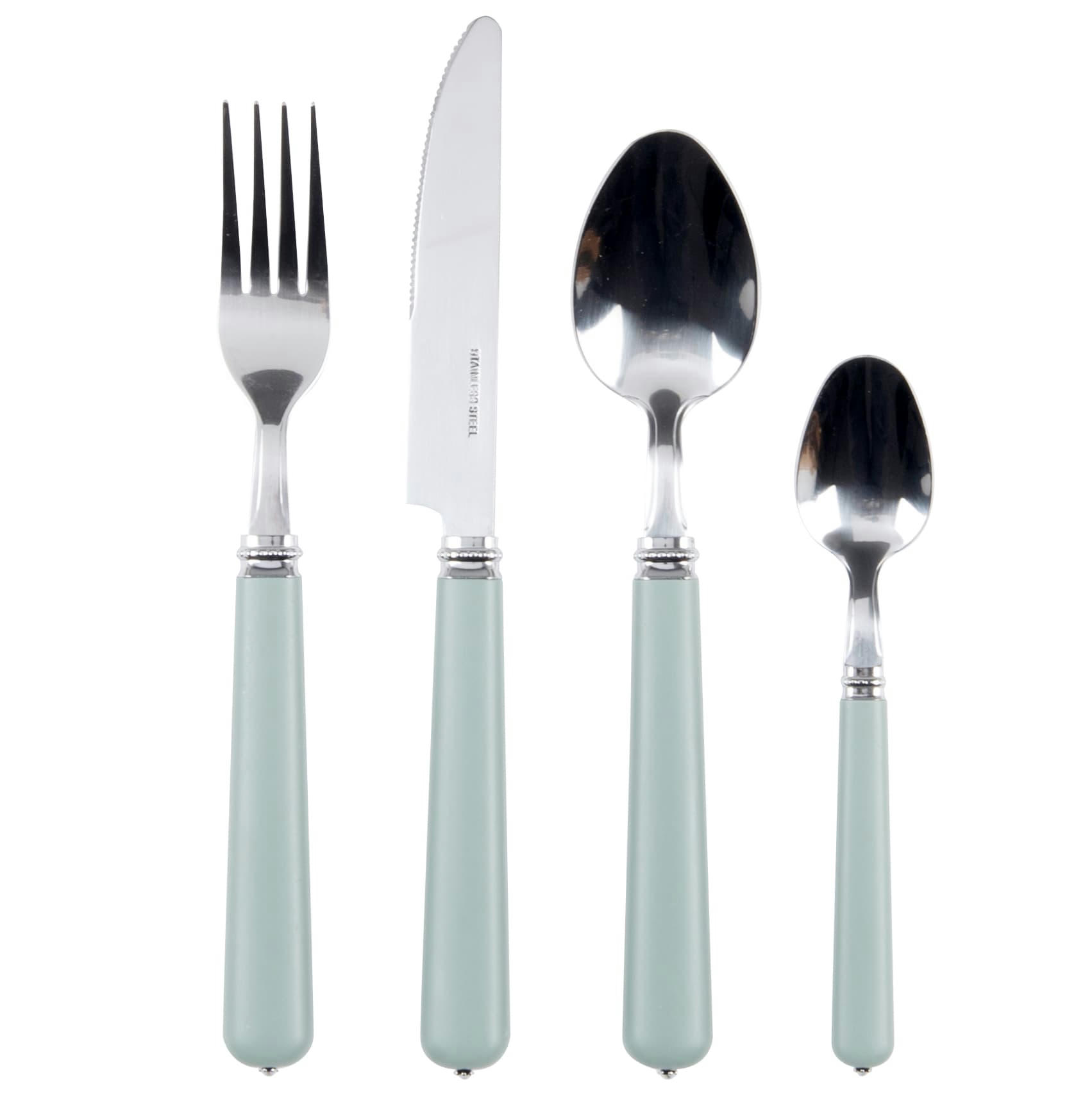 SOFT - Coffret 24 couverts en acier vert céladon