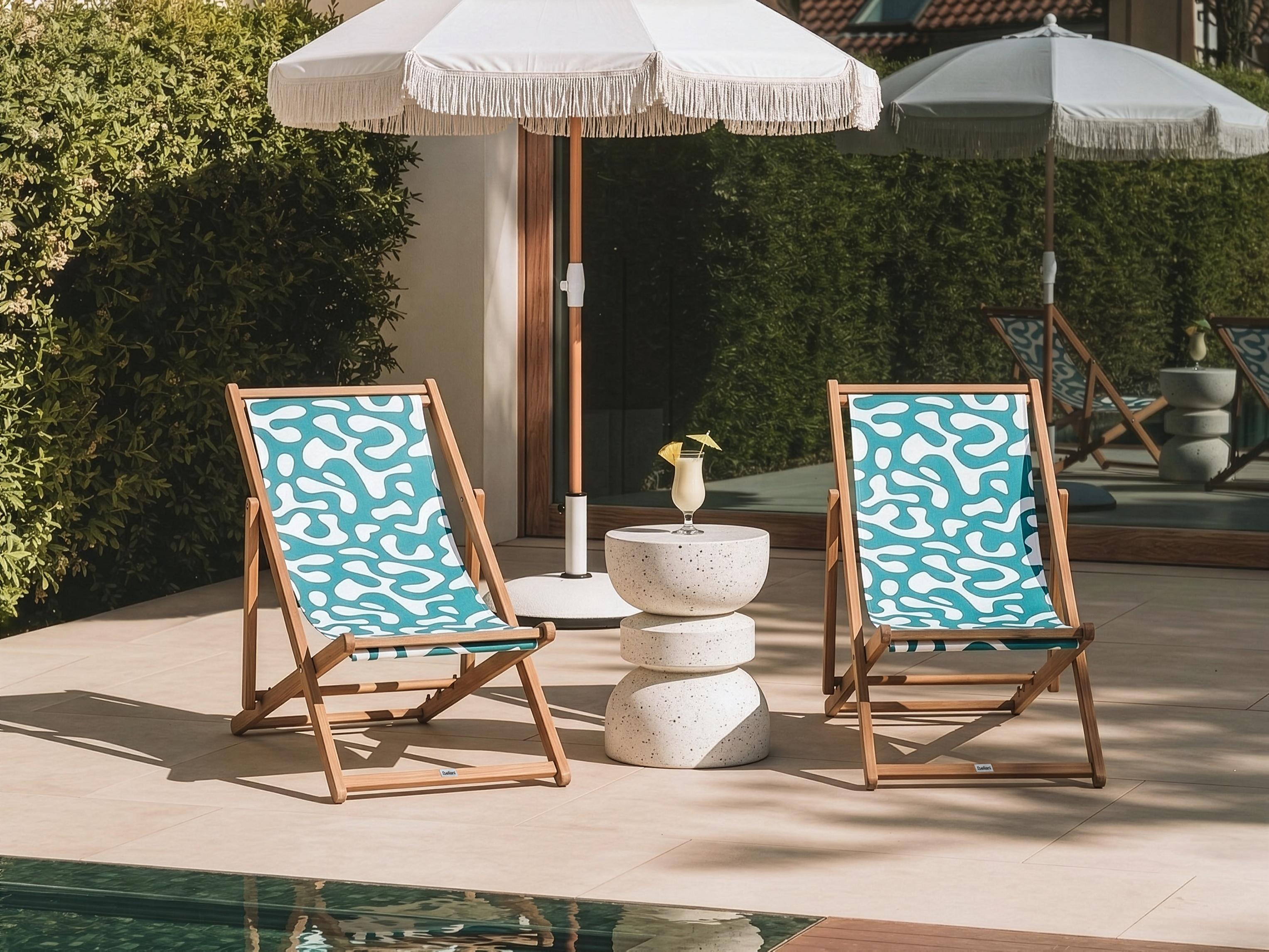 Set of 2 Sun Lounger Replacement Fabrics ANZIO/AVELLINO 113 x 44 cm Turquoise