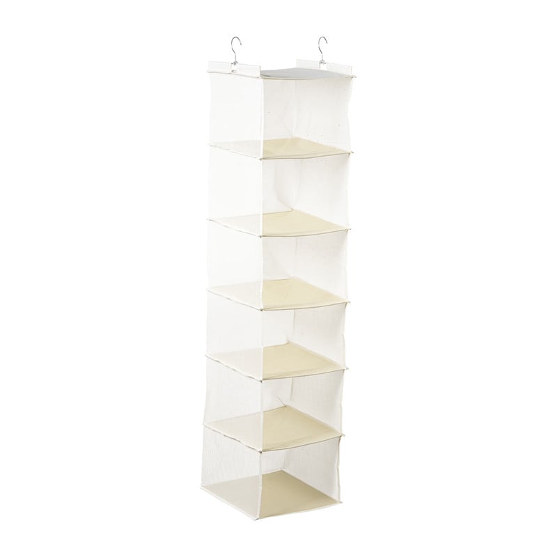 Hang organiser met 6 vakken - wit - 125x30x30 cm