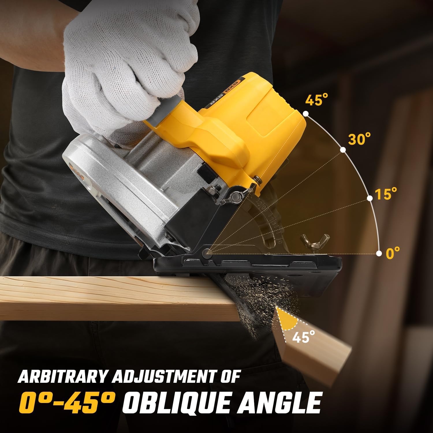 Circular Saw for De-Walt 20V Max Battery, 7-Inch Brushless Cordless Circular Saw, 8000 RPM, 0-45° Bevel, Power Tool for Wood PVC Cutting (Battery Not Included)