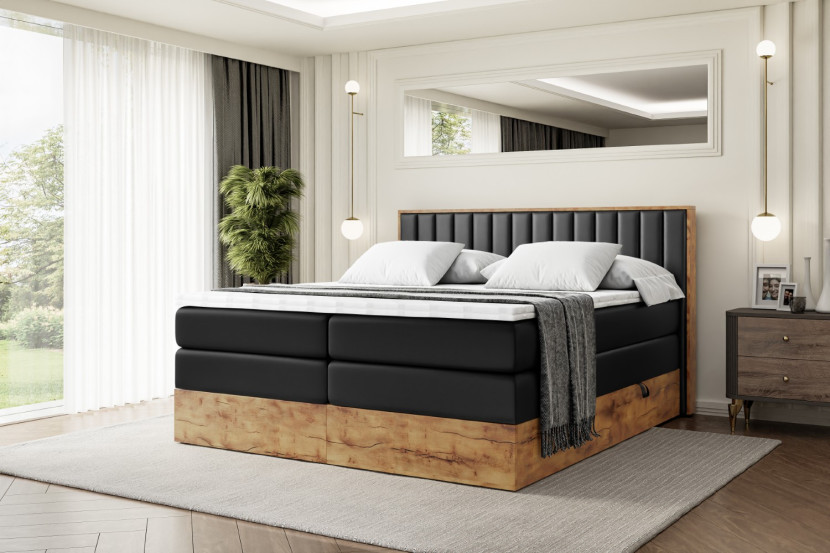 Łóżko kontynentalne z pojemnikiem i materacem H3|H4 LOLLI4 KING 120x200 cm