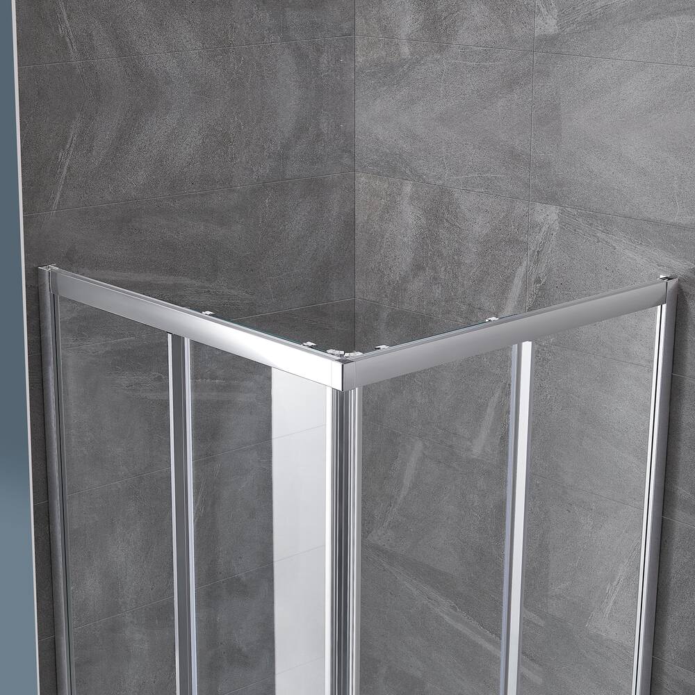 OVE Marissa Shower Door Enclosure with 6-mm Thick Clear Glass, Chrome, 34-in