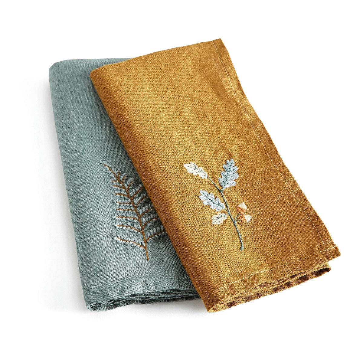 Lot de 2 serviettes de table lin lavé, Wintergreen