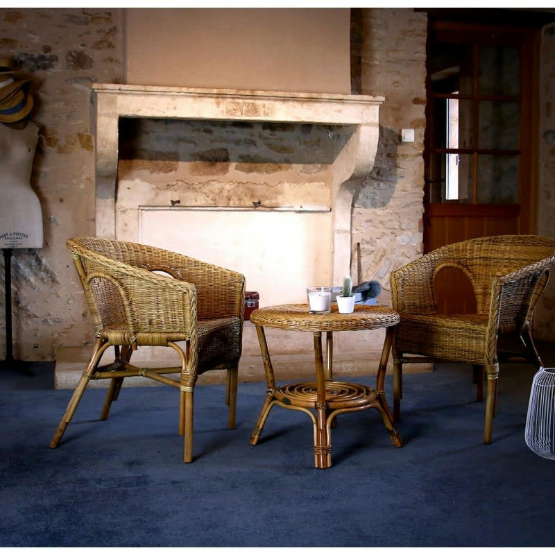 CHRIS - Salon d'intérieur 2 places en osier jaune