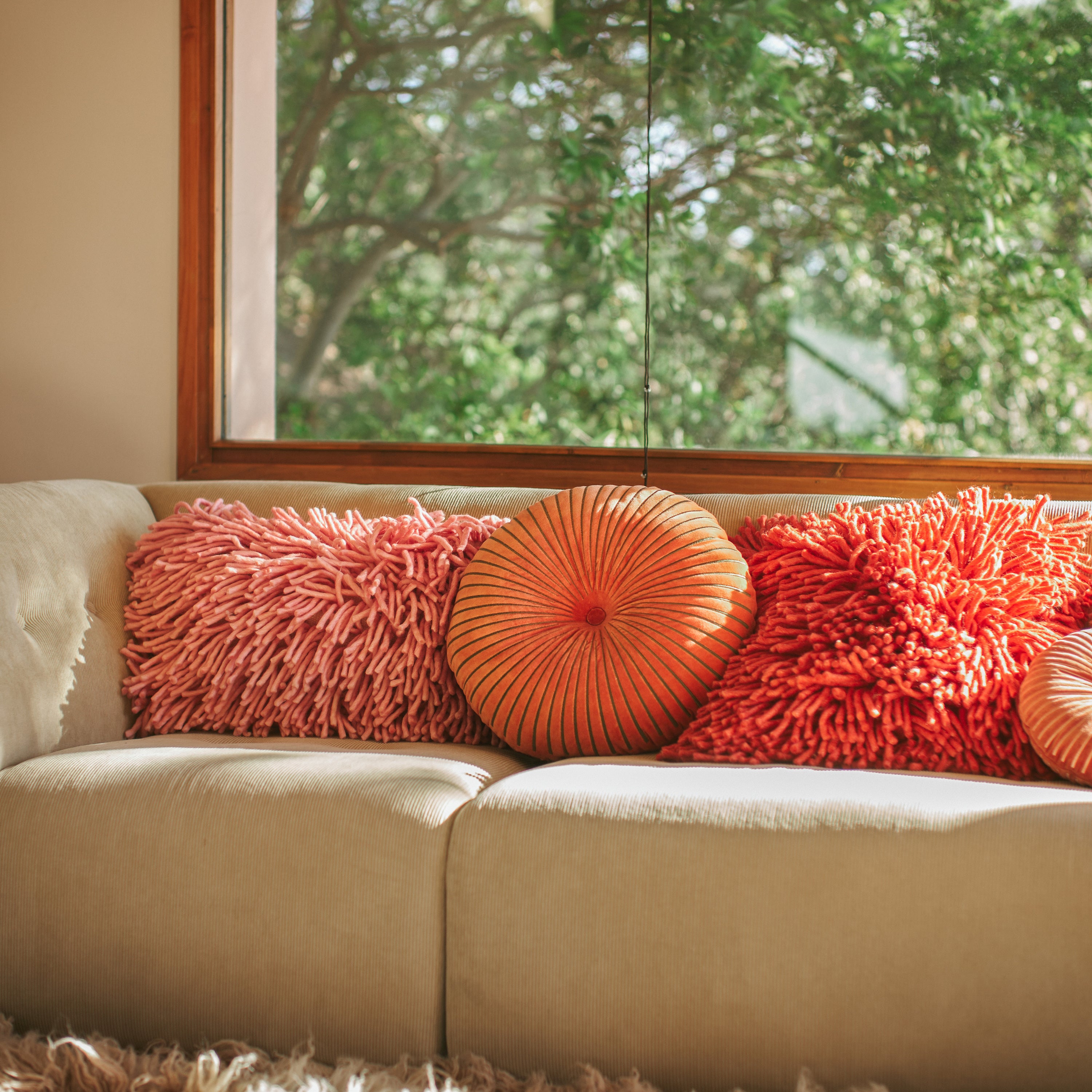 HKliving Round Ripple Sierkussen Ø 50 cm - Sienna