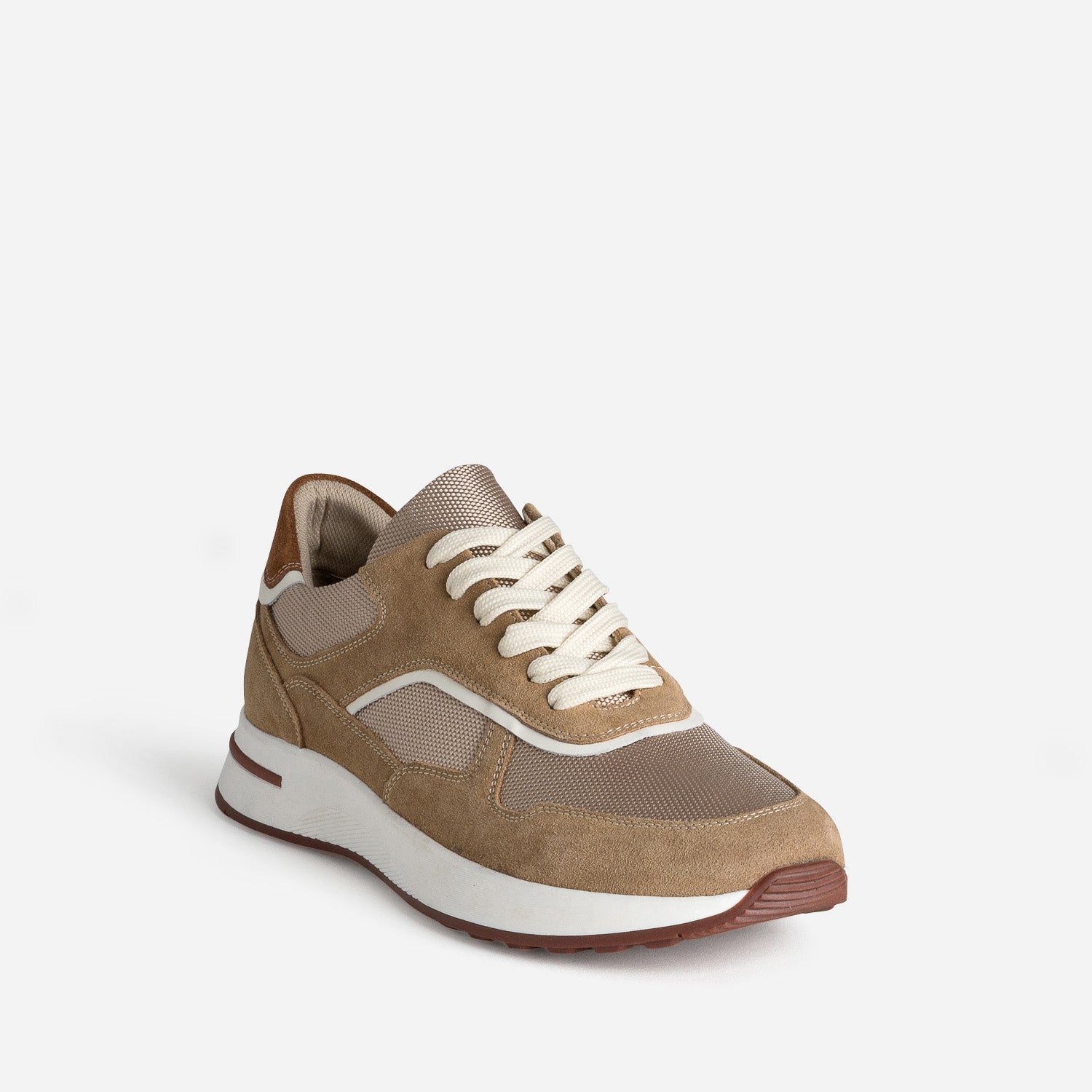 Tennis beige cuir bi-matière