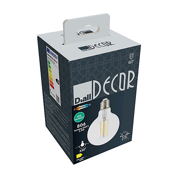 Ampoule LED globe E27 806lm 5.9W = 60W Ø9.5cm Diall blanc chaud