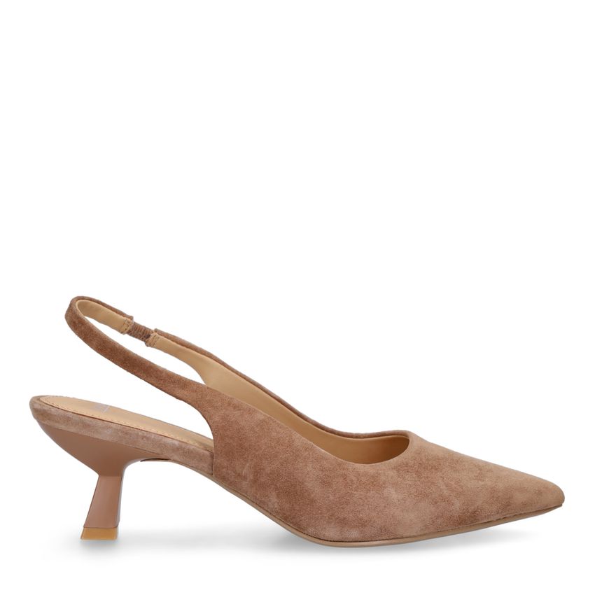 Manfield Bruine suède slingbacks