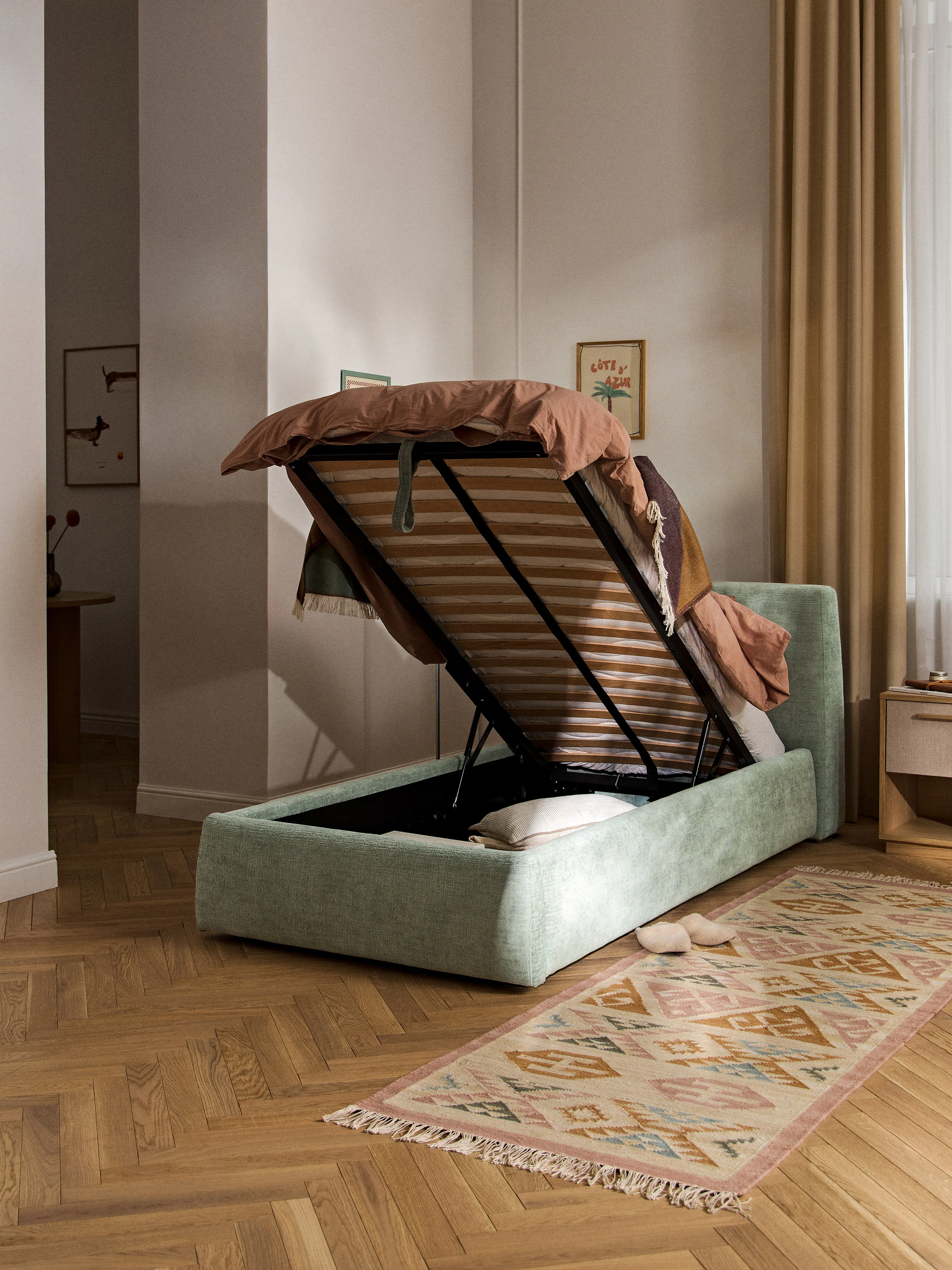Polster-Einzelbett Cloud mit Stauraum