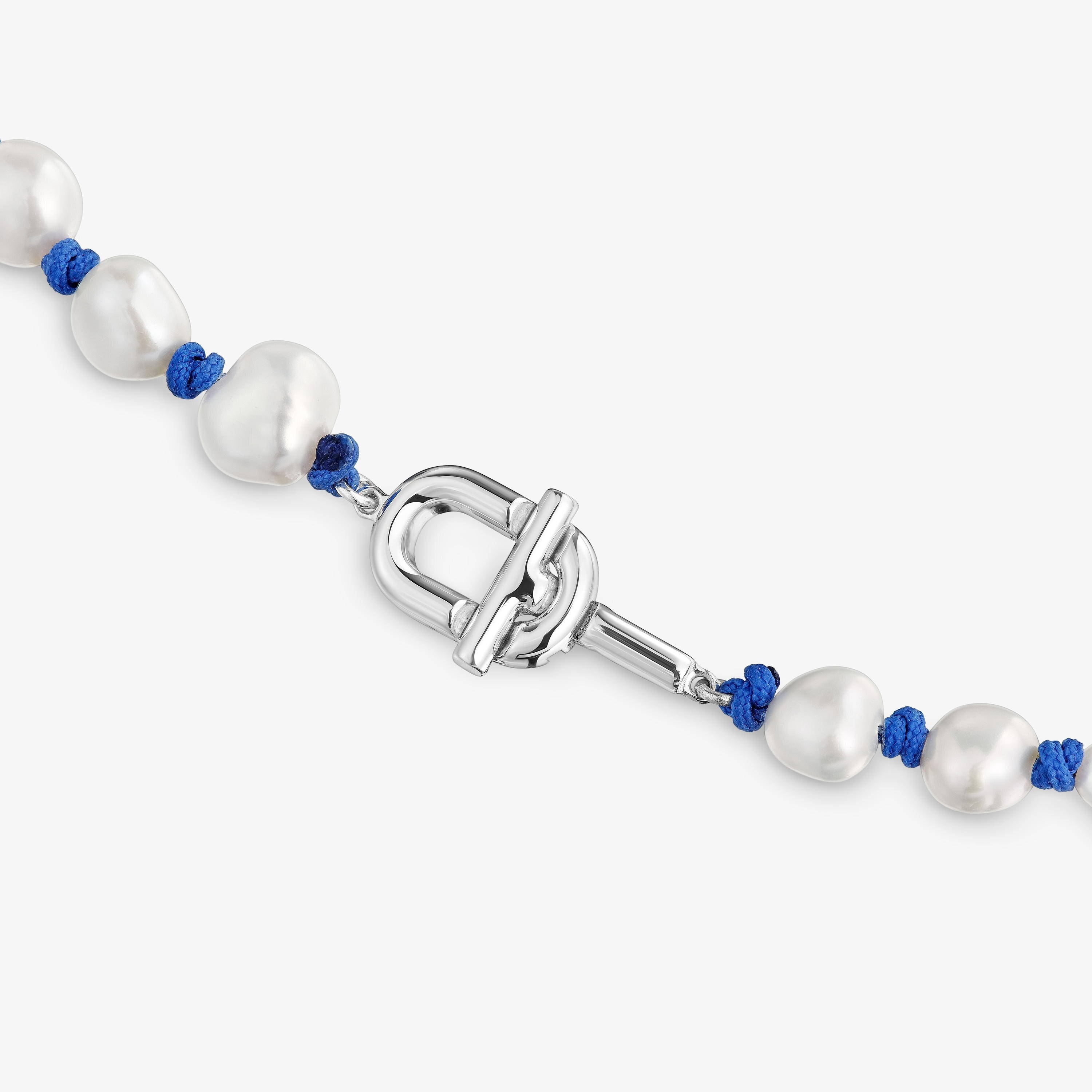 Collar de nylon azul con plata y perlas cultivadas 45 cm TOUS MANIFESTO