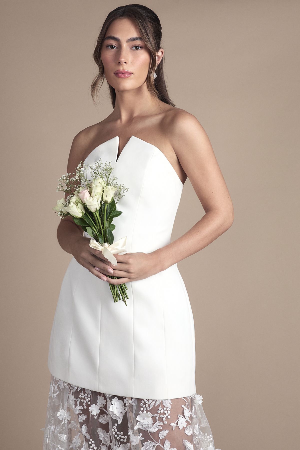 Coast Structured Bandeau Maxi Wedding Dress with Lace Skirt