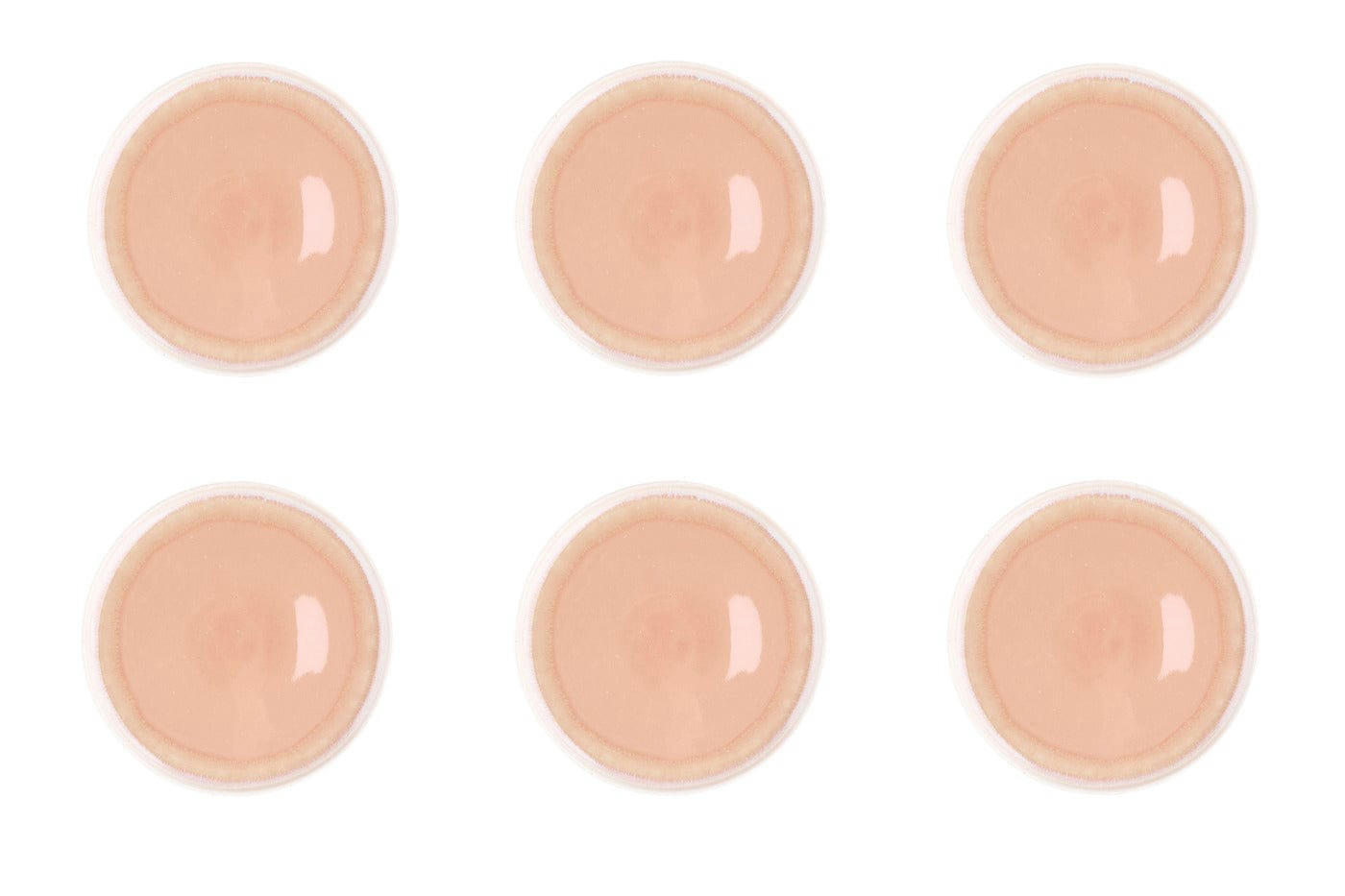 OXYGEN - Lot de 6 assiettes à dessert en grès rose D21,5