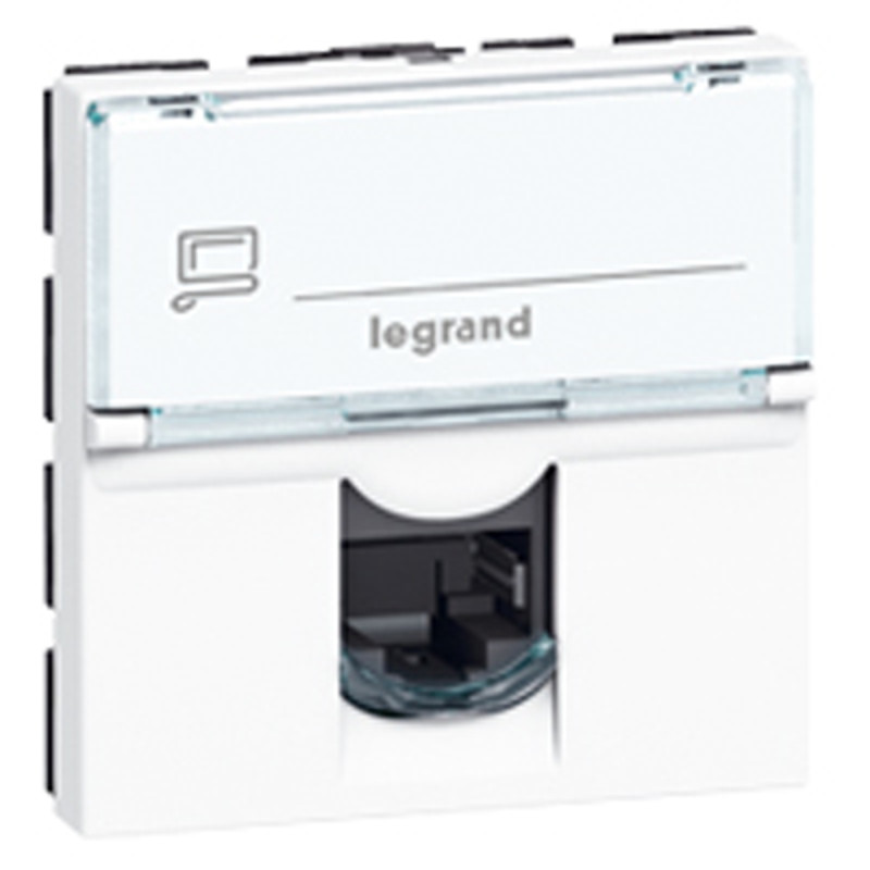 Prise RJ45 catégorie 6 UTP DLP Mosaic 2 modules avec clip blanc LEGRAND