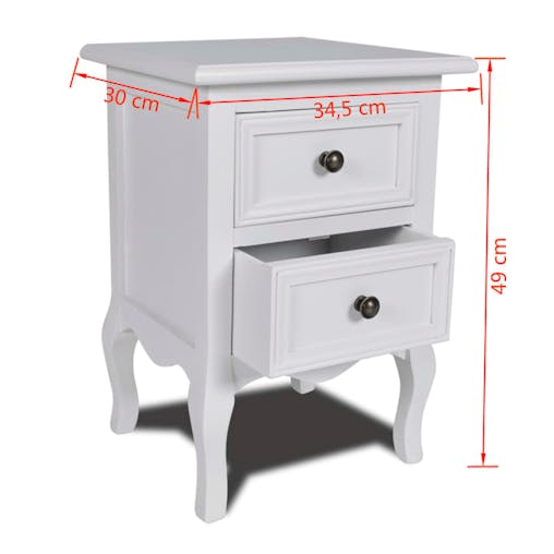NNEVL Nightstands 2 pcs with 2 Drawers MDF White