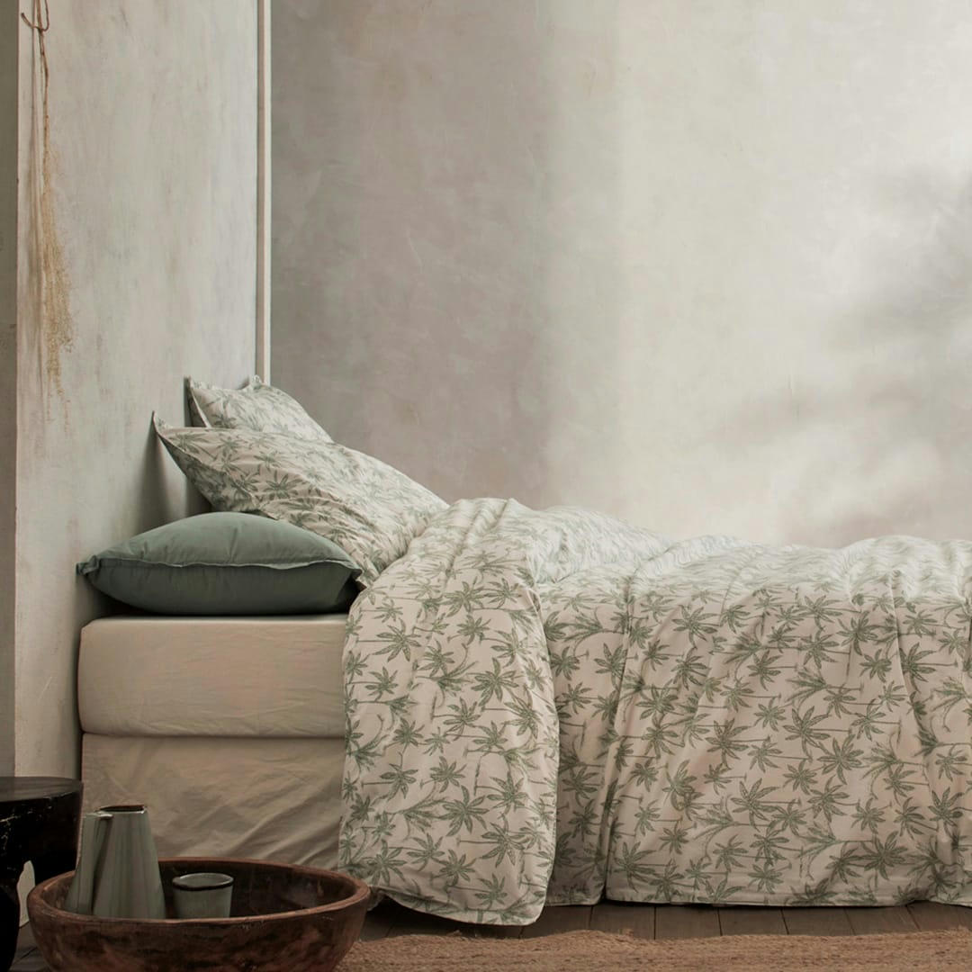FN GOA ECUME - Housse de couette en percale de coton organic 155x220 cm vert clair