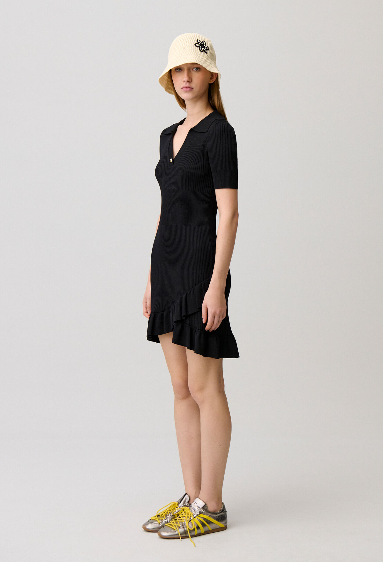 Robe maille col chemise
