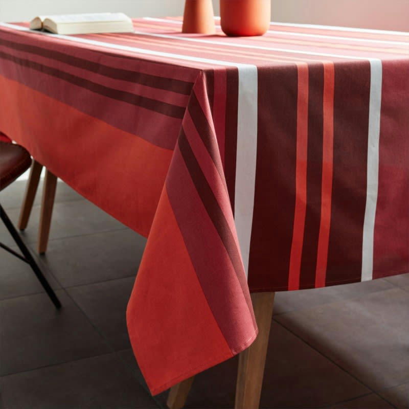 LUZ - Nappe en coton enduit acrylique  brique  160x300 cm