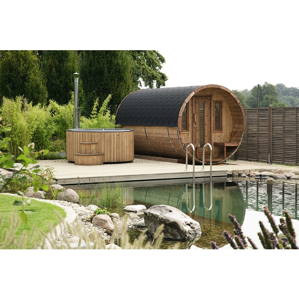 Fasssauna »De luxe«, Fichtenholz, beige, 6 Personen