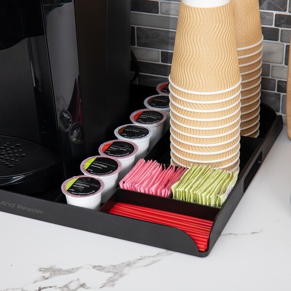 Mind Reader Anchor Collection, Coffee Serving Station, 7 Coffee Pod Capacity, Countertop Organizer, Coffee Machine Base, Black