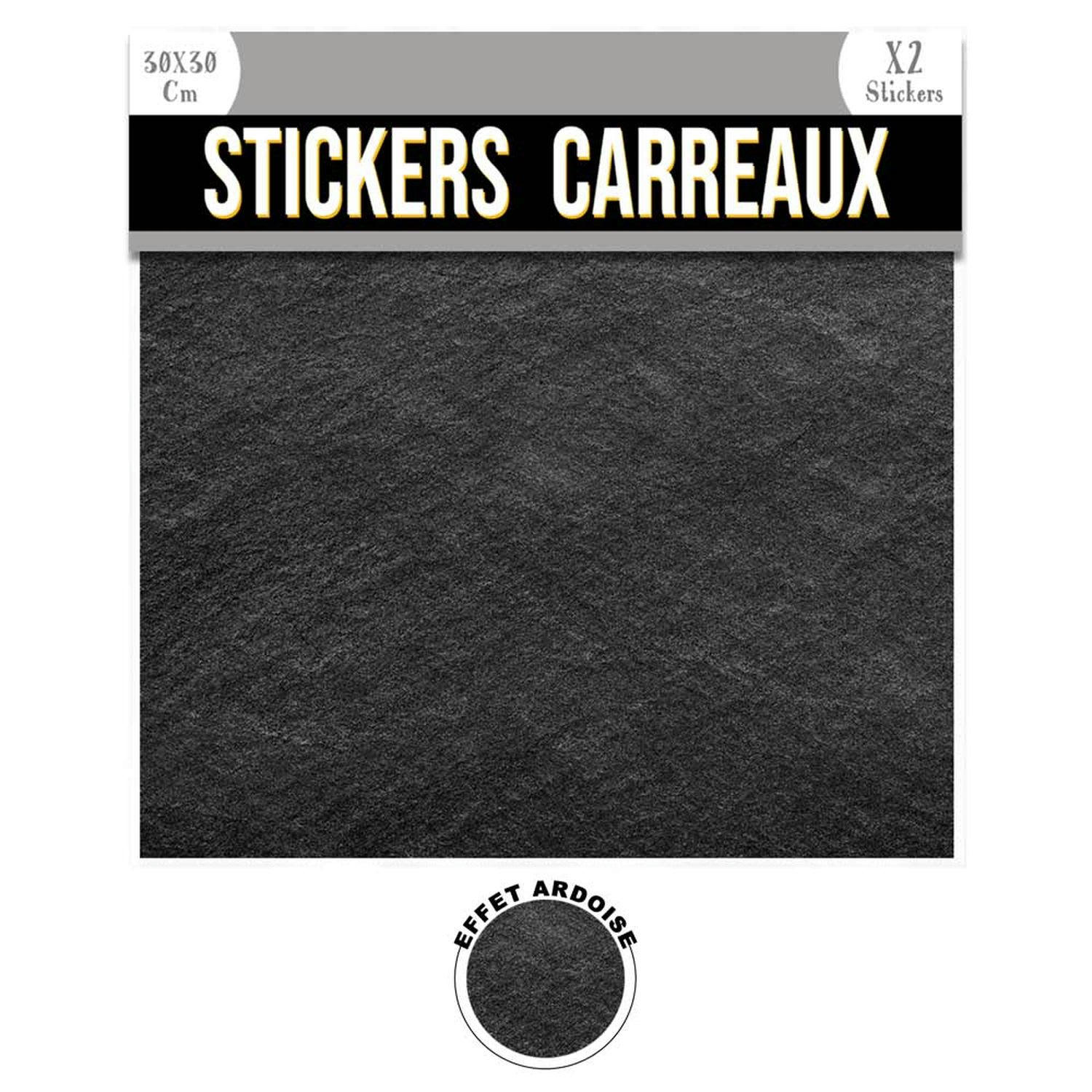 - 2 stickers effet ardoise 30 x 30 cm noir