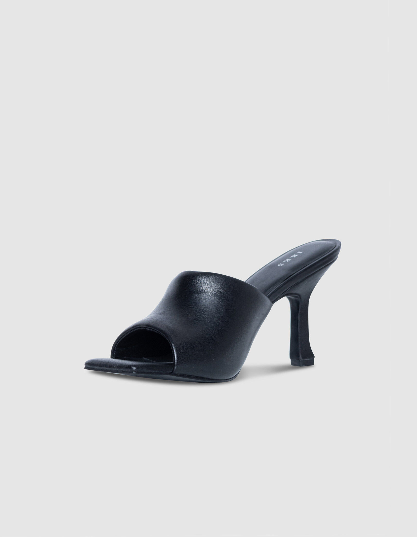 Mules à talon noires cuir puffer Femme