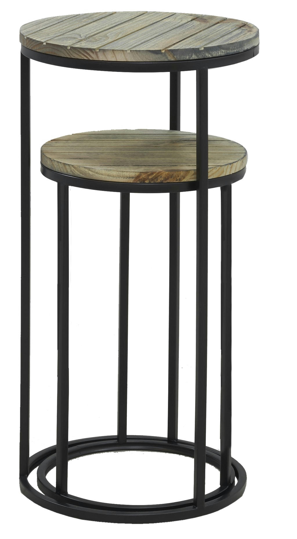 - Sellettes en métal noir et pin (lot de 2)