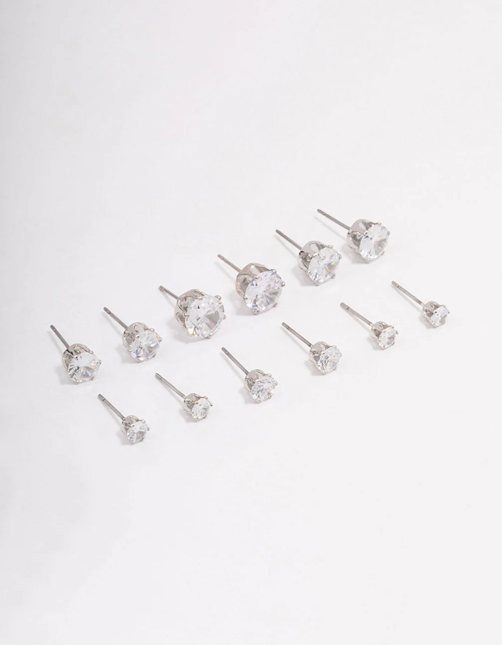 Silver Classic Round Cubic Zirconia Earring 6-Pack