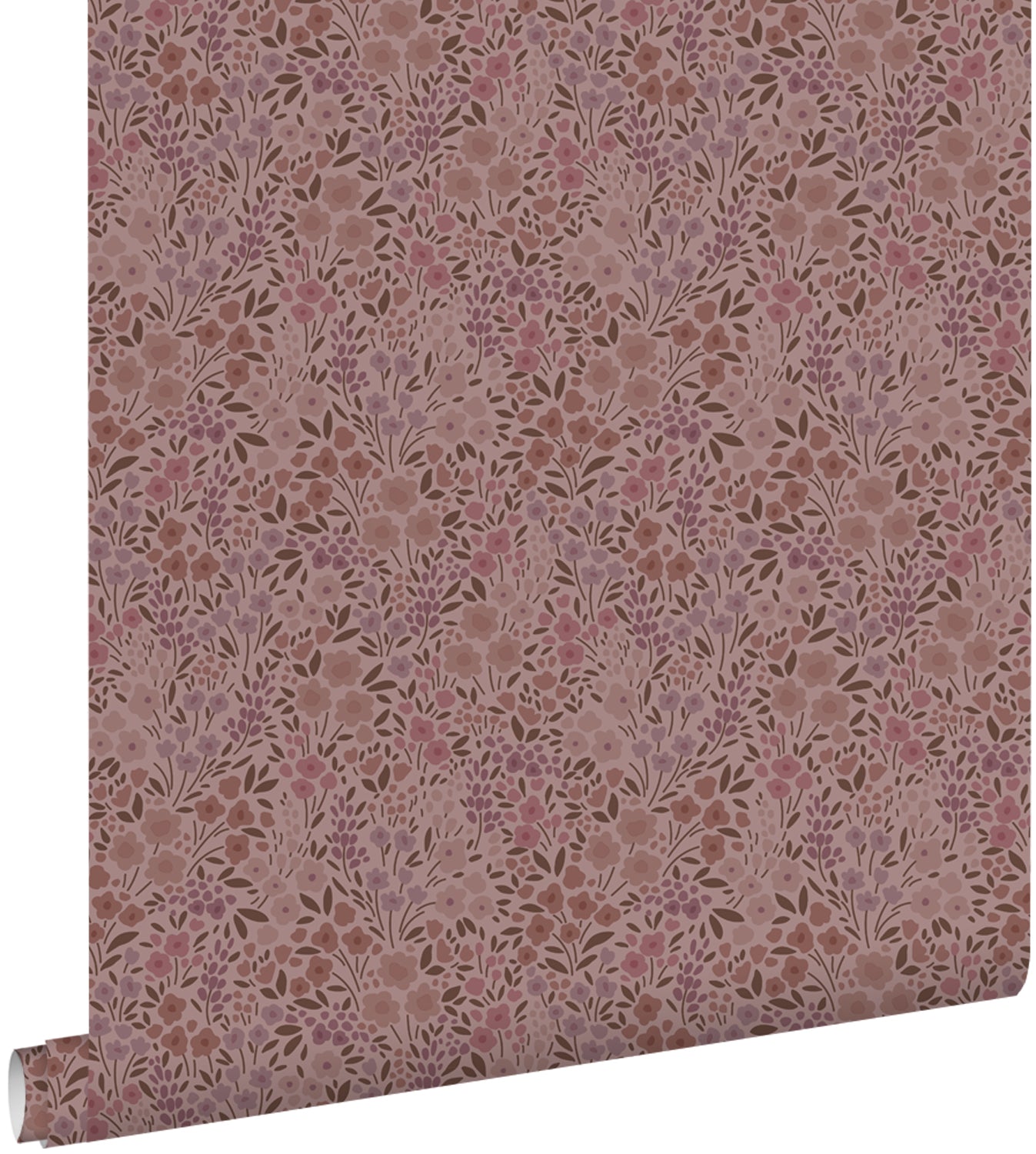 ESTAhome behang bloemetjes oudroze en aubergine paars - 53 cm x 10.05 m - 131129